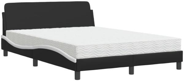 vidaXL Bett mit Matratze "Dover" Schwarz und Weiß 140x200 cm Kunstleder 3208422