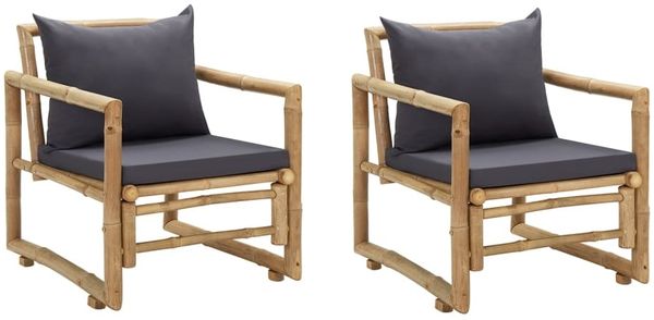 vidaXL Gartenstühle mit Kissen 2 Stk. Bambus 315599