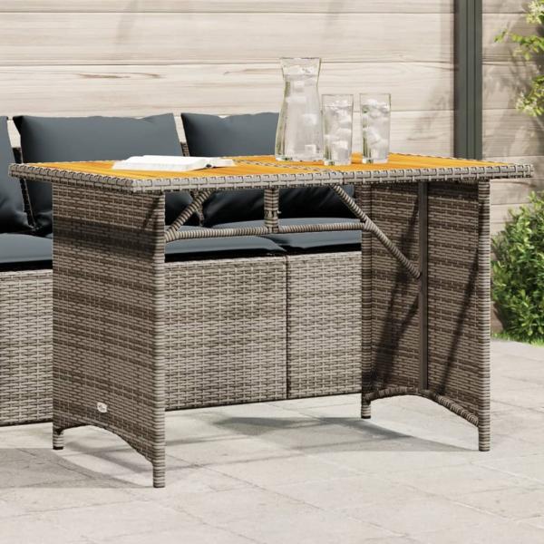 vidaXL Gartentisch mit Holzplatte Grau 110x68x70 cm Poly Rattan 366356