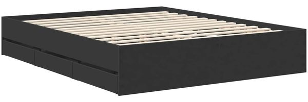 vidaXL Bettrahmen mit Schubladen Schwarz 160 x 200 cm Ingenieurs Holz 3412575 Bild 6