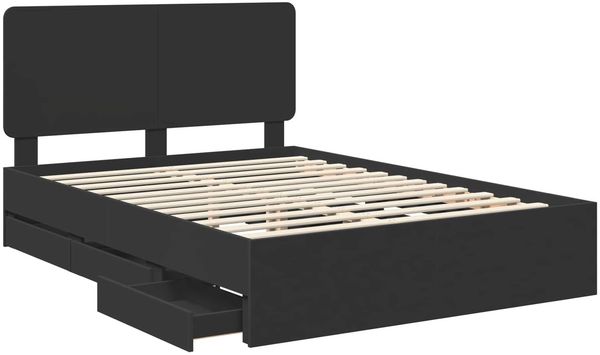 vidaXL Bettrahmen mit Schubladen Schwarz 160 x 200 cm Ingenieurs Holz 3412575 Bild 5