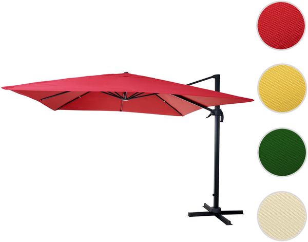 Gastronomie-Ampelschirm HWC-A96, Sonnenschirm 3x3m (Ø4,24m) Polyester Alu/Stahl 23kg ~ rot ohne Ständer Bild 9