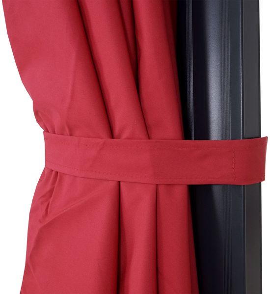 Gastronomie-Ampelschirm HWC-A96, Sonnenschirm 3x3m (Ø4,24m) Polyester Alu/Stahl 23kg ~ rot ohne Ständer Bild 7