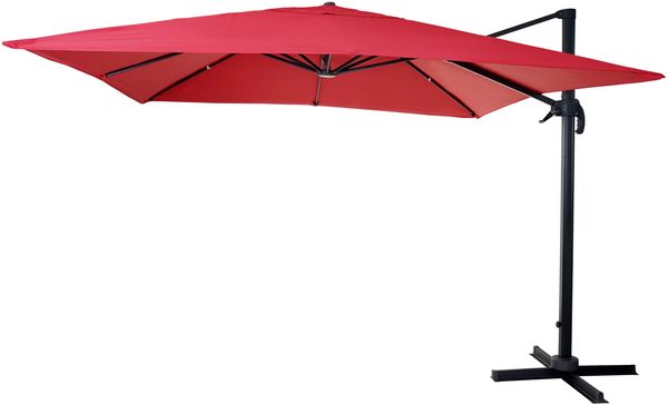 Gastronomie-Ampelschirm HWC-A96, Sonnenschirm 3x3m (Ø4,24m) Polyester Alu/Stahl 23kg ~ rot ohne Ständer Bild 8