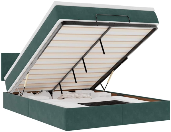 vidaXL Ottoman-Bett mit Matratze Dunkelgrün 140x200 cm Samt 3311708