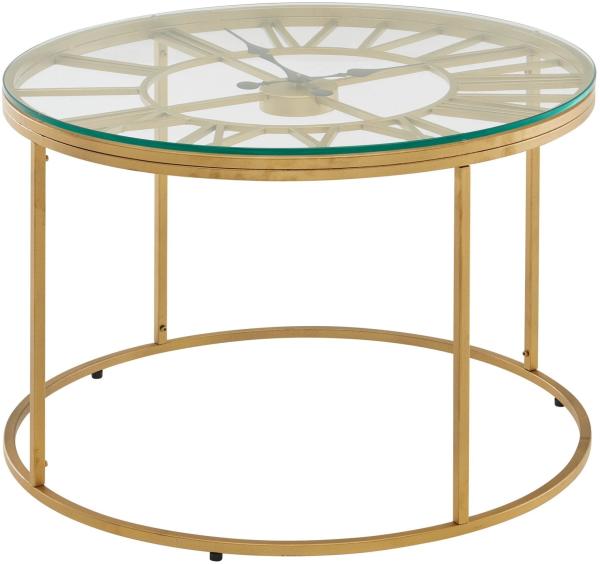 Couchtisch Glas Sofatisch Ø 60cm Tisch Wohnzimmertisch Rund Gold Modern