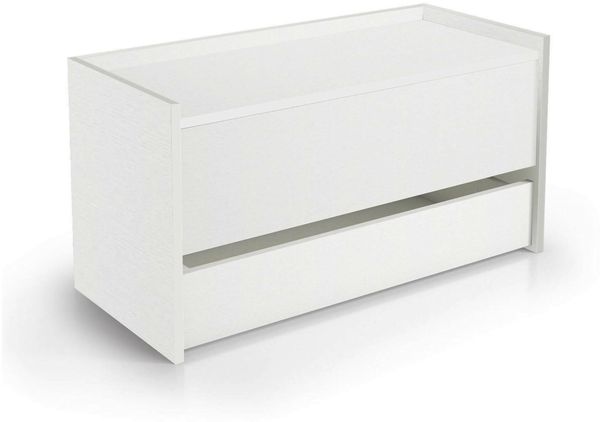 Dmora Brust Sogno, modernes Eingangsmöbel mit Schuhregal, Truhe mit zwei Behältern, 100 % Made in Italy, 90 x 40 x 46 cm, Weiß,