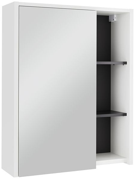 Badspiegelschrank Viola Weiß/Grau 60 x 75 cm mit offenen Regalen Vicco