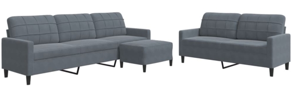 vidaXL 3-tlg. Sofagarnitur mit Kissen Dunkelgrau Samt 3278482