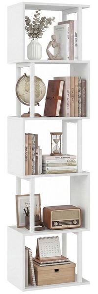 COSTWAY Bücherregal, 5 stöckiges geometrisches, mit Metallrahmen, Kippschutz