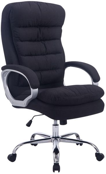 Bürostuhl SOUK Stoff - 116x68x77, Schwarz Stoff Metall in Chromoptik Gestell ergonomische Bürostühle Homeoffice Stuhl mit Rollen