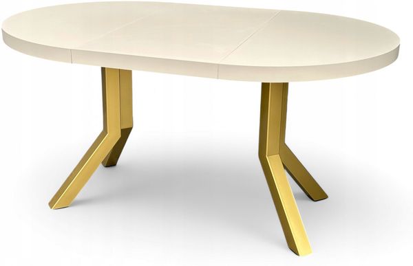 Runder ausziehbarer Tisch KASCHMIR Ø100/200 cm mit schlanken Metallbeinen in Gold Bild 4