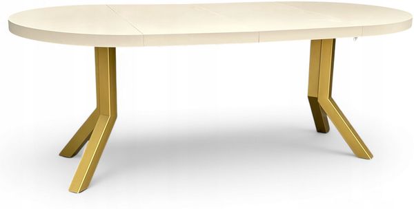 Runder ausziehbarer Tisch KASCHMIR Ø100/200 cm mit schlanken Metallbeinen in Gold Bild 5