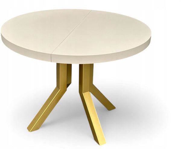 Runder ausziehbarer Tisch KASCHMIR Ø100/200 cm mit schlanken Metallbeinen in Gold Bild 2