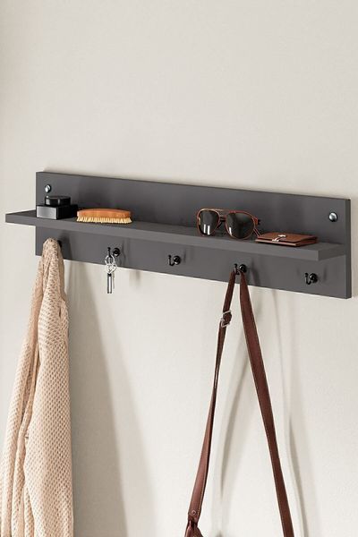 Wandgarderobe 80 x 10 x 18 cm Spanplatte Grau 89866631 [en. casa]