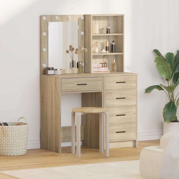 vidaXL Schminktisch 2 pcs Braun 50 x 41 x 135 cm Holzwerkstoff 3334202