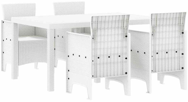 vidaXL Garten Essgruppe 5 pcs Weiß Polt Rattan 3378702