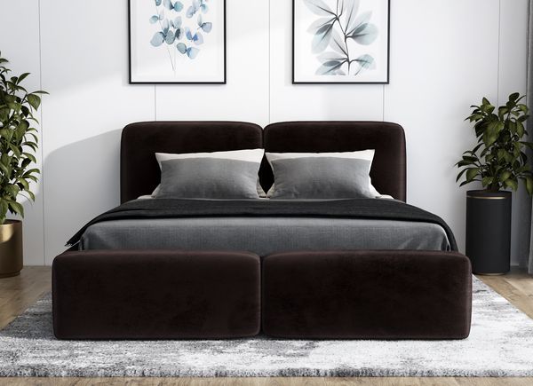 Polsterbett OLKE 90x200 ohne Matratze mit Bettkasten und Lattenrost. Farbe: Espresso 6