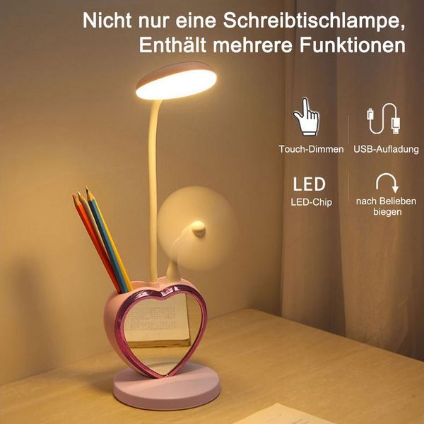 Novzep LED Schreibtischlampe Pencil LED Tischlampe, 1200mAh, Stufenlos dimmbar, Kein Ventilator