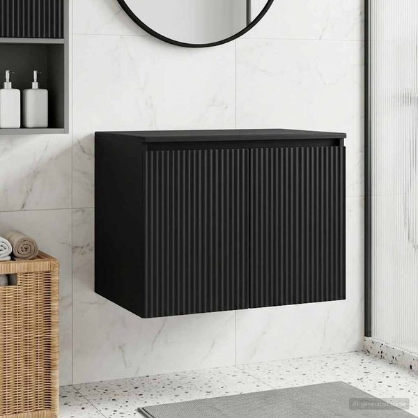 vidaXL Wandmontierter Badezimmerschrank Schwarz 62,5 x 44,5 x 50 cm 890473