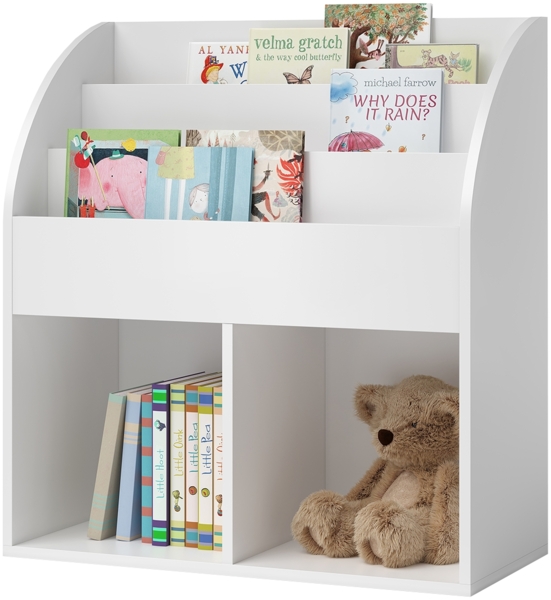 Bellabino 'Koro' Kinderbücherregal, weiß, Kinderregal mit 3 Fächern für Bücher und 2 Fächern für Aufbewahrungsboxen