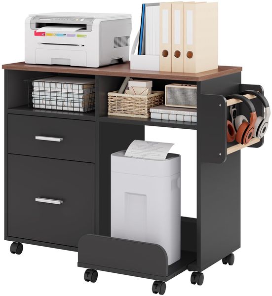 YITAHOME Mobiler Aktenschrank mit abnehmbarem Boden & Hängestange, Aktenaufbewahrung Organizer mit 10 Rollen, Aktenschrank für Home Office, Schwarz