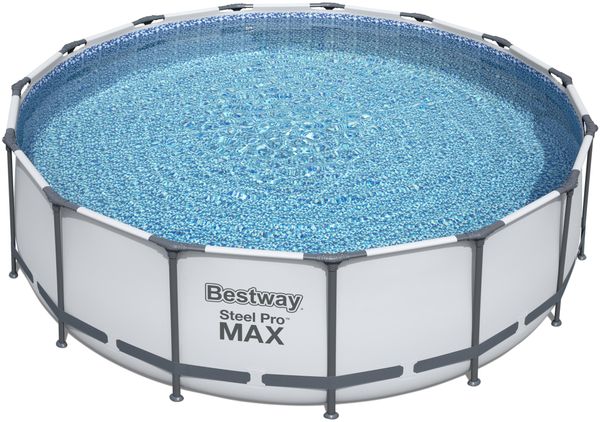 Pool MAXI rund - Kunststoff Grau 122x457x457cm | Komplett-Set Aufstellpool Gartenpool