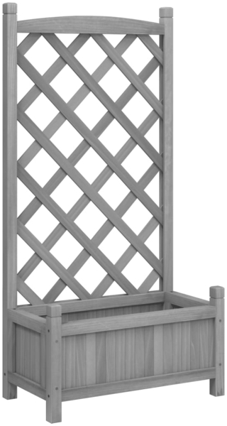 vidaXL Pflanzkübel mit Spalier Grau Massivholz Tanne 365486