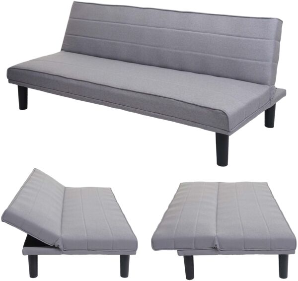 Schlafsofa HWC-J17, Couch Klappsofa Gästebett Bettsofa, Schlaffunktion Stoff/Textil 165cm ~ grau
