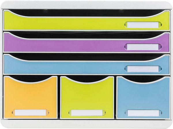 EXACOMPTA Aufbewahrungsbox Schubladenbox STOREBOX, 6 Schubladen, Pop N'Co Farben sortiert 306909D, Schubladenboxen