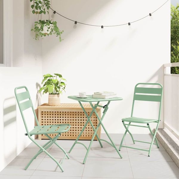 vidaXL Bistrogarnitur 3 pcs Grün Stahl 42002952