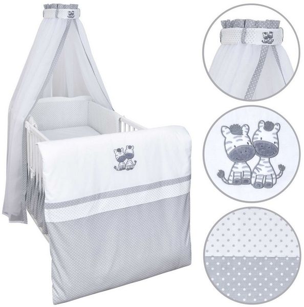 Baby-Delux Babybettwäsche Baby Bettwäsche Set 4-Tlg. Nestchen Chiffonhimmel, Baumwolle, 4 teilig, Bettset für Babybetten 140x70 & 120x60 verschiedene Designs