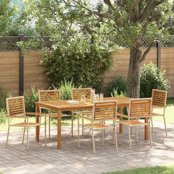 vidaXL Garten Essgruppe 7 pcs Beige Massivholz Akazie 3365525