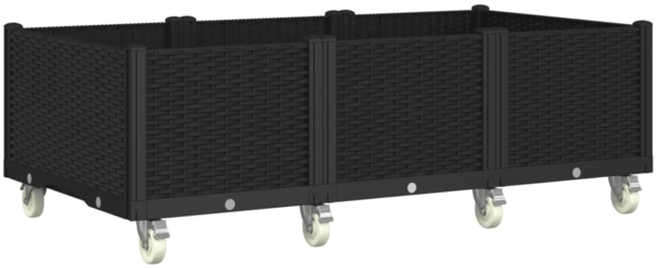 vidaXL Pflanzkasten mit Rollen Schwarz 150x80x54 cm PP 367988
