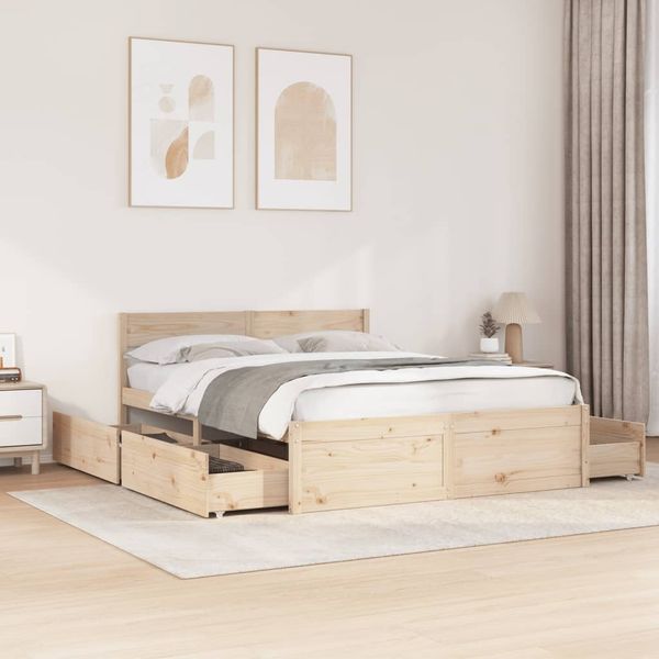 vidaXL Massivholzbett ohne Matratze 150x200 cm Kiefernholz 3282345