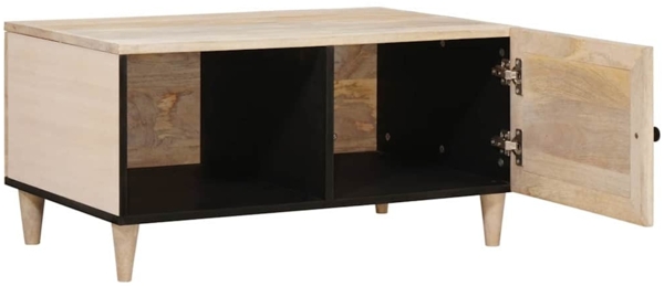 vidaXL Couchtisch mit Regal Beige 80 x 50 x 40 cm massives Mangoholz 4018120