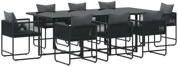 vidaXL Garten Essgruppe 9 pcs Schwarz Stahl 3335875