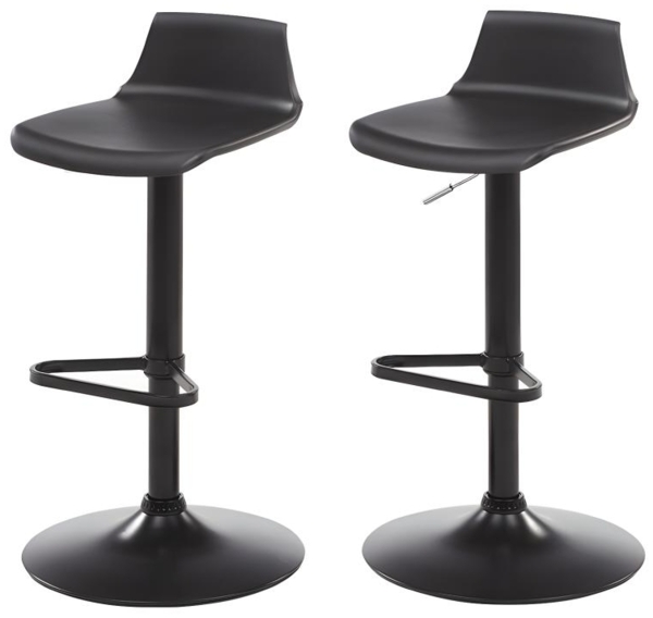 Vente-unique - Barhocker 2er-Set höhenverstellbar - Polypropylen - Schwarz - CALAS