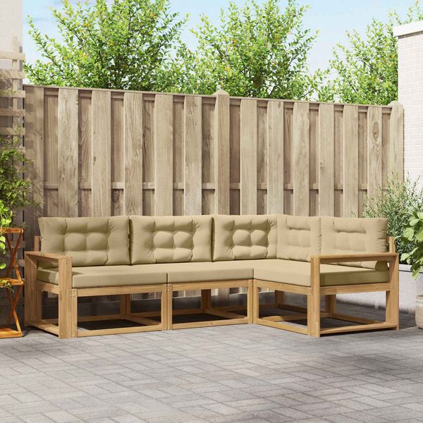 vidaXL Outdoor-Sofagarnitur mit Kissen 3 pcs Weiß und Beige Polyester 3386382