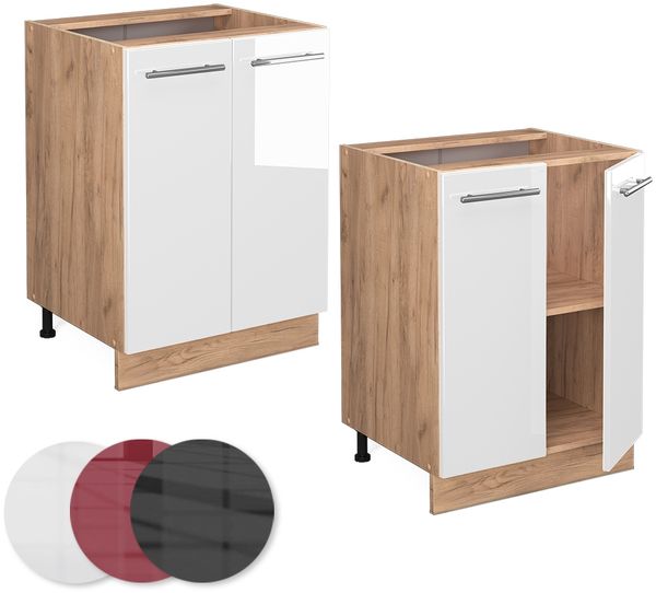 Küchenunterschrank Fame-Line Weiß Hochglanz 60 cm ohne Arbeitsplatte Vicco Bild 5