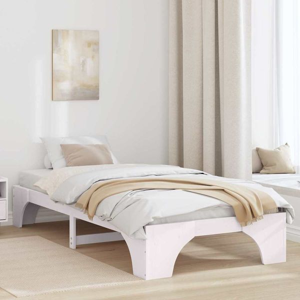 vidaXL Bettrahmen Weiß 75 x 190 cm Massives Kiefernholz 872972