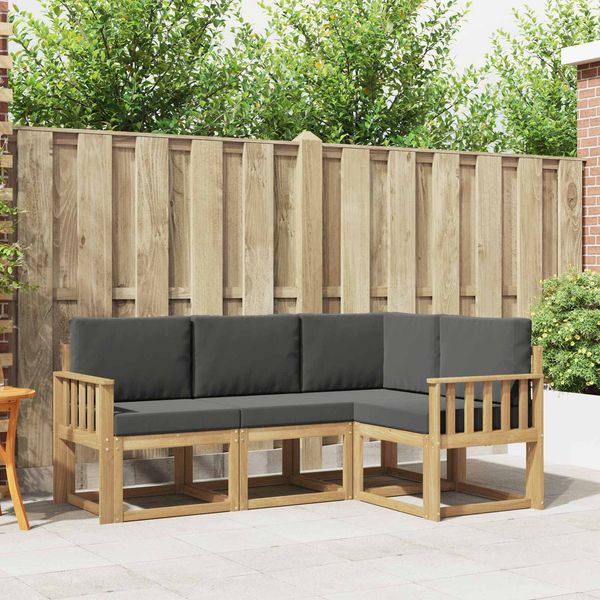 vidaXL Outdoor-Sofagarnitur mit Kissen 4 pcs Weiß und Anthrazit 3387556
