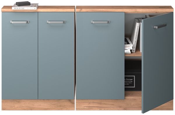 Küchenschrank für Dachschrägen R-Line Blau-Grau 140 cm 2er Set Vicco Bild 6
