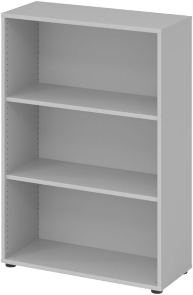 bümö Regal grau, Standregal aus Holz für 3 Ordnerhöhen - Bücherregal klein 80 cm breit, Aktenregal für Ordner & Bücher, kleines Büroregal, Holzregal, Ordnerregal, Buchregal Dachschräge, 4500-5