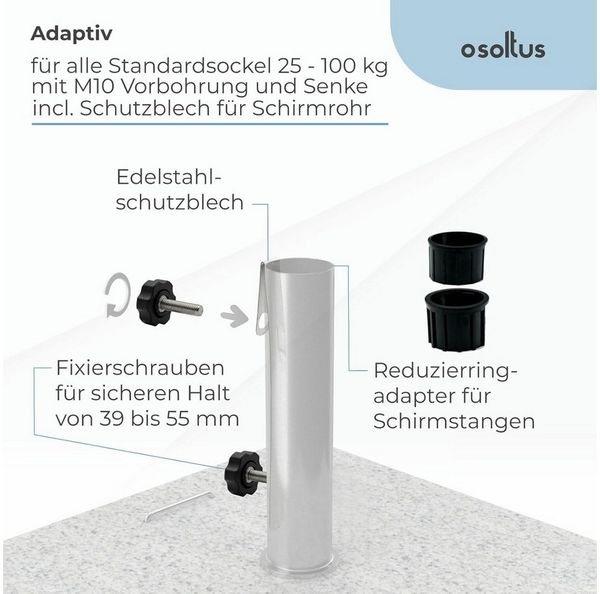 osoltus Edelstahl Universal Standrohr zu Granit Schirmständer 30/40kg mit Schutz Bild 3