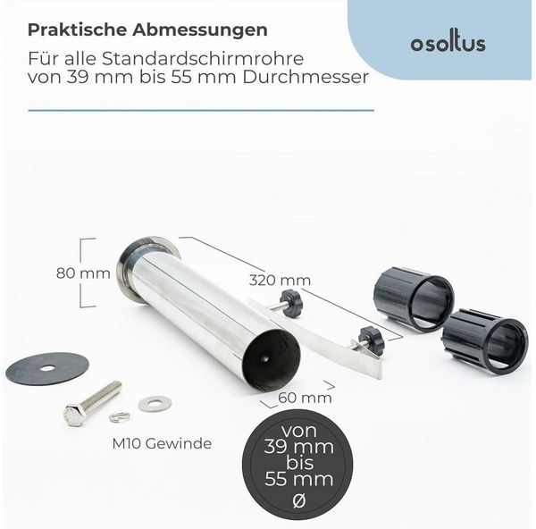 osoltus Edelstahl Universal Standrohr zu Granit Schirmständer 30/40kg mit Schutz Bild 2
