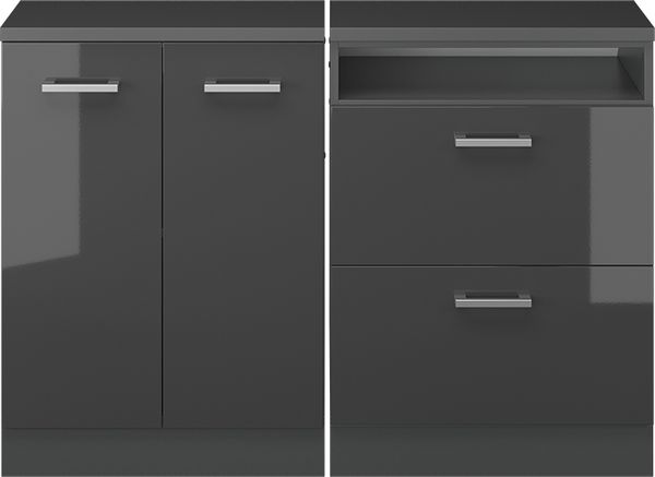 Küchenschrank für Dachschrägen R-Line Anthrazit Hochglanz 120 cm 2er Set Schrankkorpuss 60 cm Tiefe Vicco Bild 3