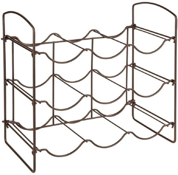 mDesign Weinregal Regal Flaschenhalter 9 Flaschen 3 Ebenen Metall Bronze