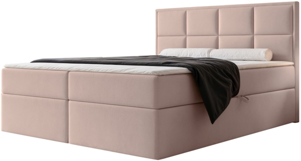 Selsey 'Silensio' Boxspringbett mit Bonellmatratze, Topper, Samt, beige, 140x200 cm