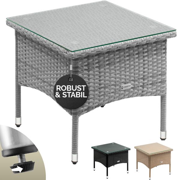 CASARIA® Polyrattan Beistelltisch 50x50x45cm Grau